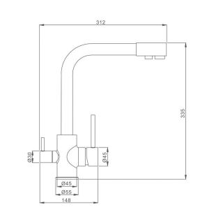 Смеситель для кухни Aquanika Comfort AQC08CR с поворотным изливом и подключением к фильтру хром